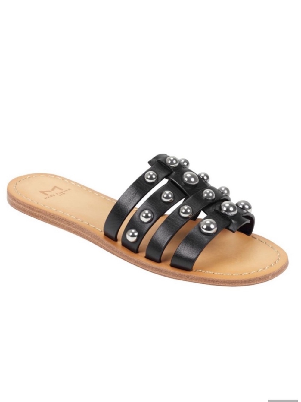 Marc Fisher Pava Studded Slide Sandals Black Size 7.5 NEW in Box